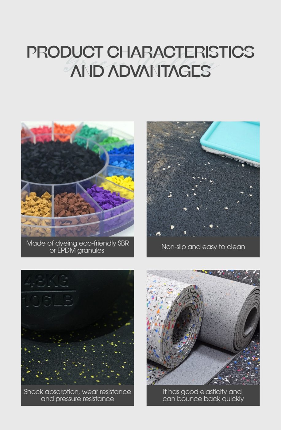 Color dots rubber roll (B-08) detailed technical sheet 2