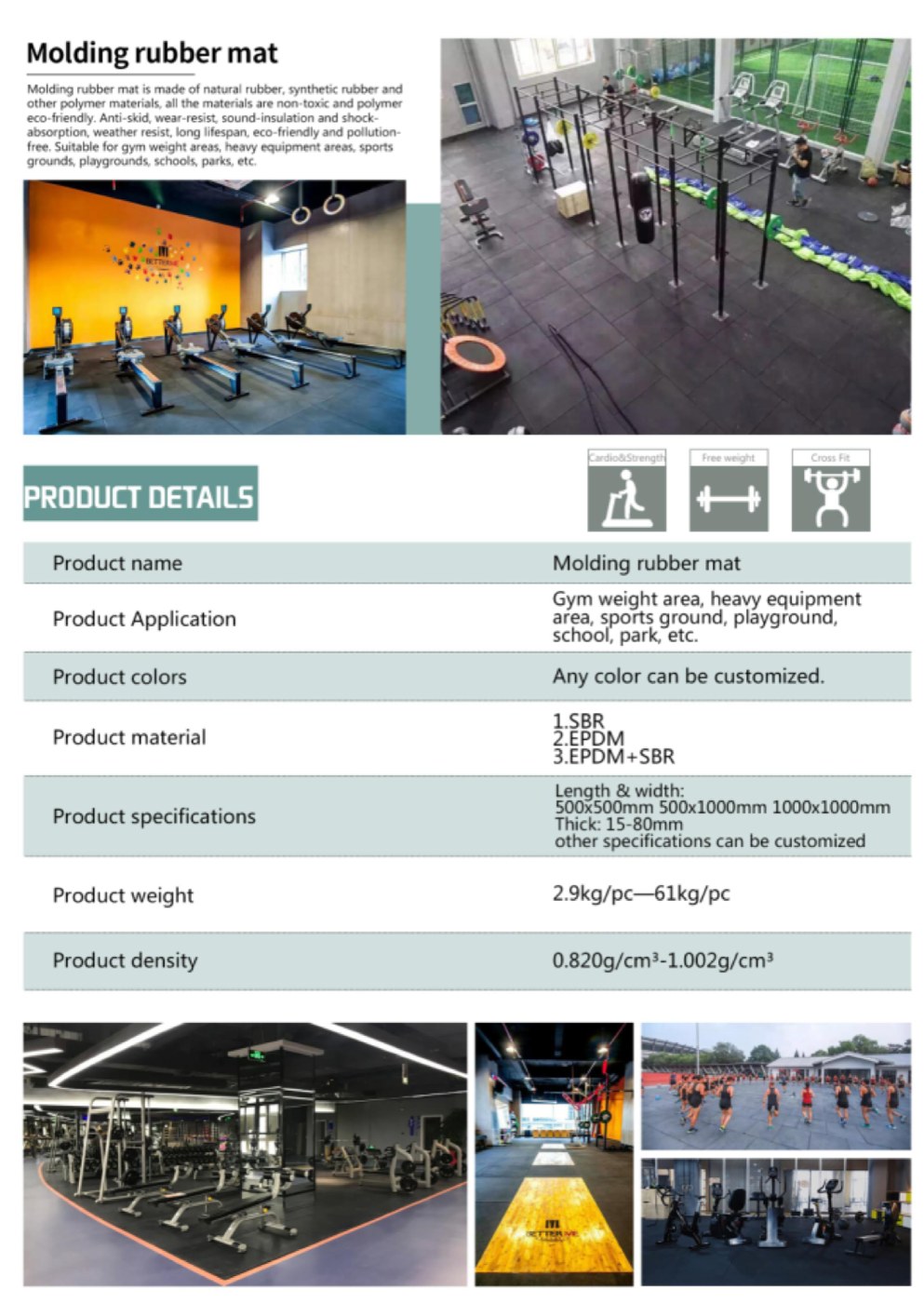Compression Molding Rubber floor mat detailed technical sheet 2