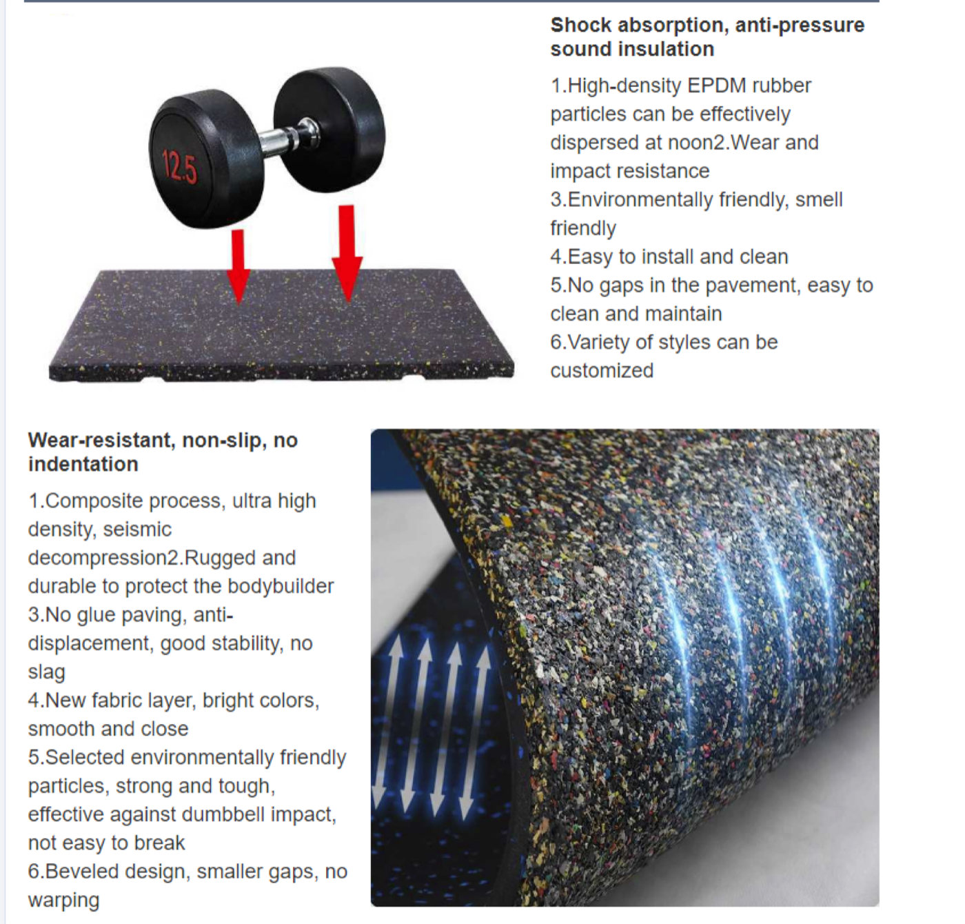 Compression Molding Rubber floor mat detailed technical sheet 1