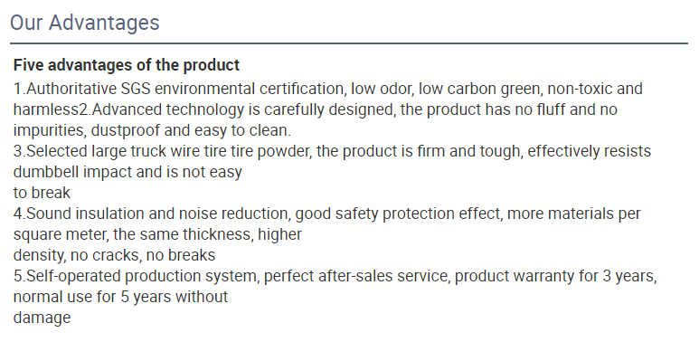 Composite rubber tile(Buckle type) detailed technical sheet 5
