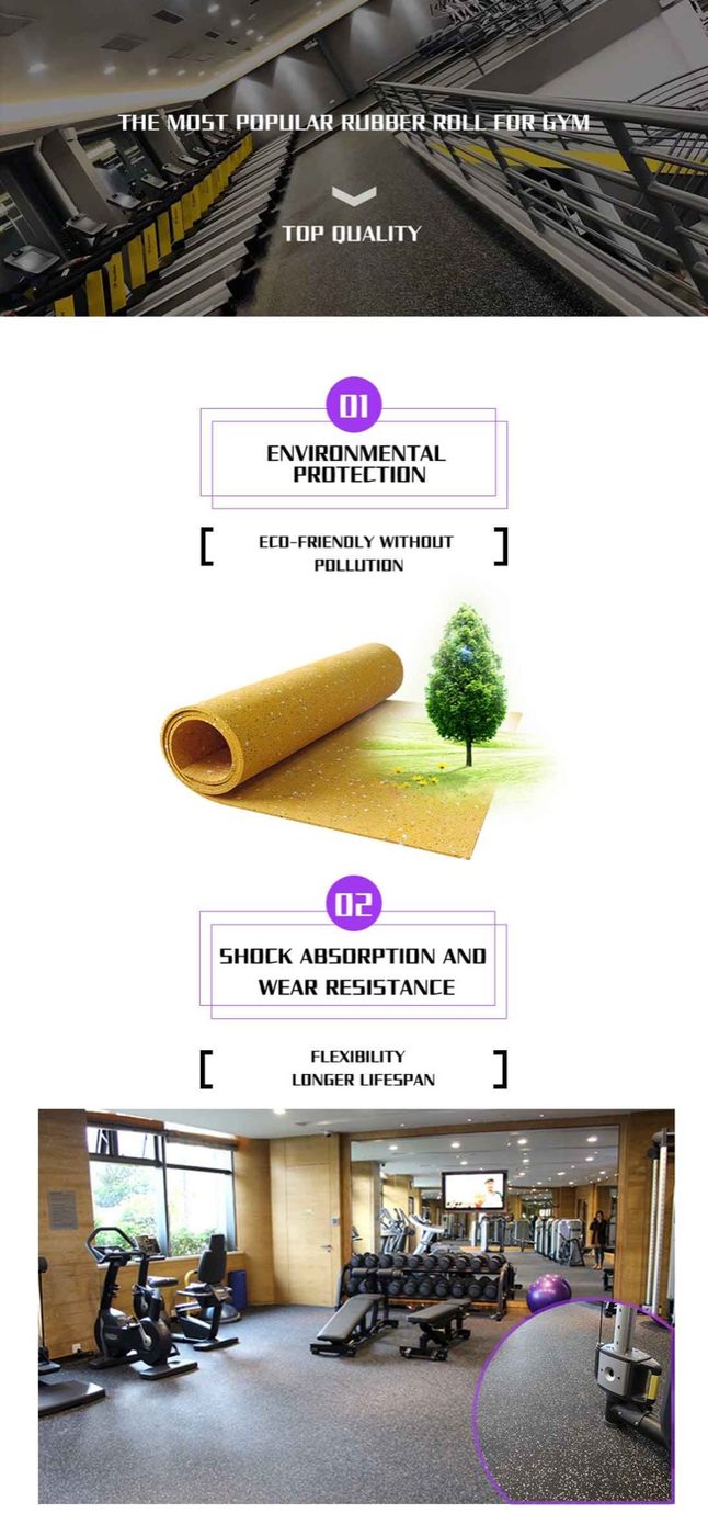 EPDM fitness with mixed color rubber roll flooring detailed technical sheet 1