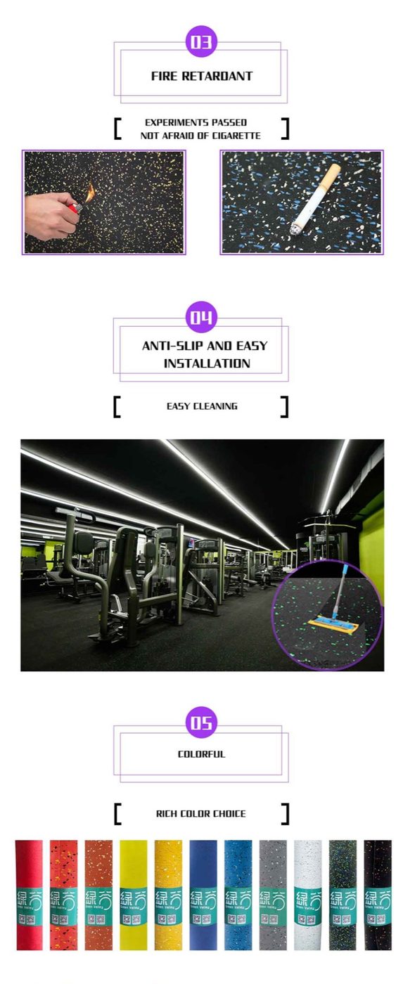 EPDM fitness with mixed color rubber roll flooring detailed technical sheet 2