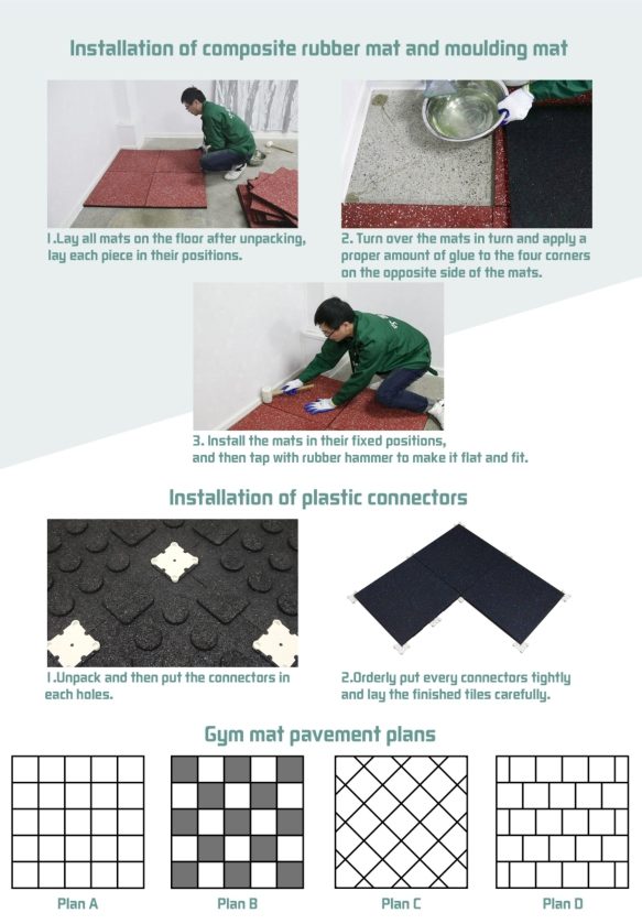 Full black rubber floor mat detailed technical sheet 4