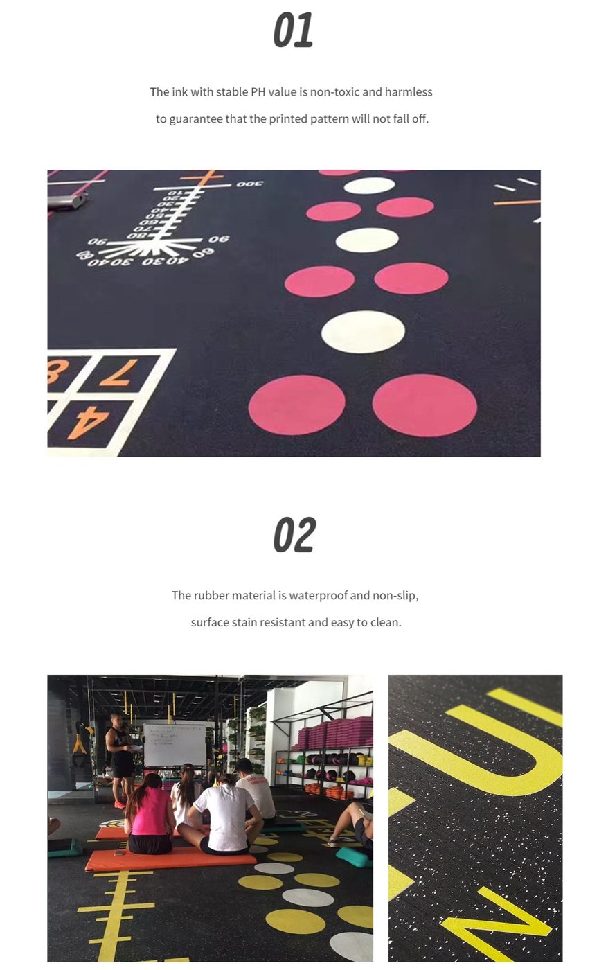 Rubber brick / roll / mat with UV printed pattern detailed technical sheet 2