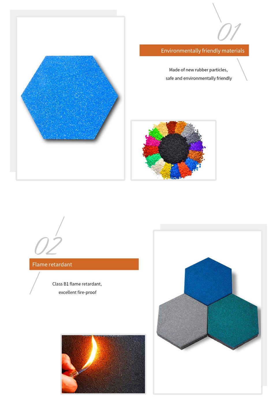 Rubber hexagon tiles detailed technical sheet 3